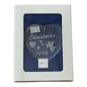Mikasa 1996 Heart 2.5" Etched Crystal Christmas Ornament